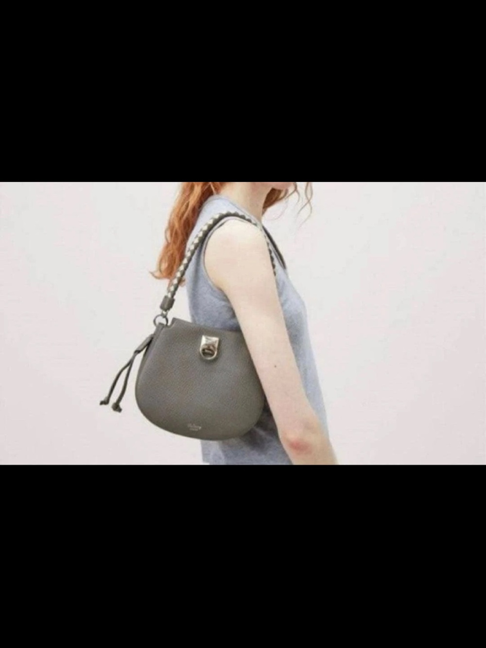 Mulberry Gray Braided-Strap Saddle Shoulder Bag